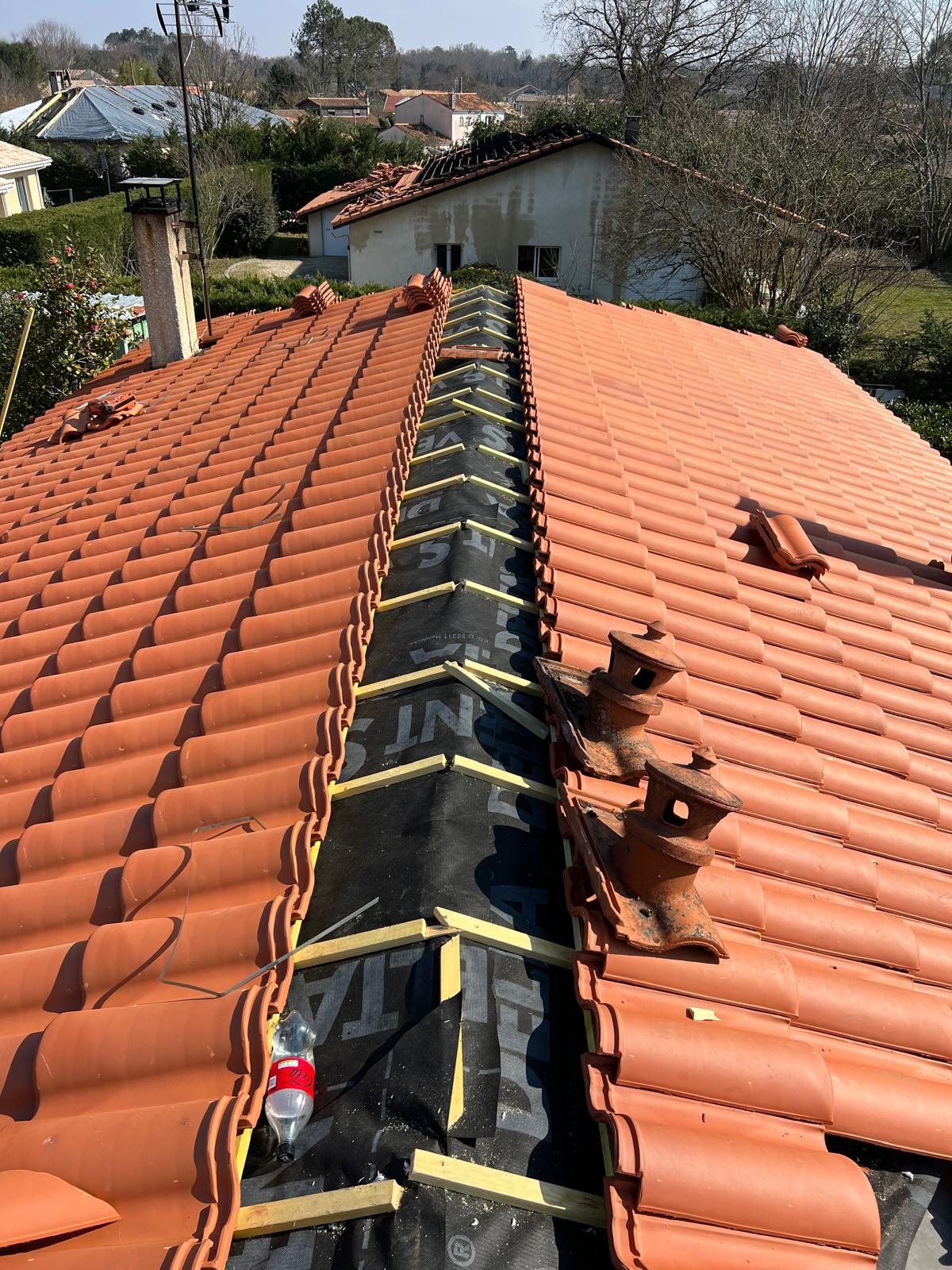 Réfection de toiture en cours de chantier